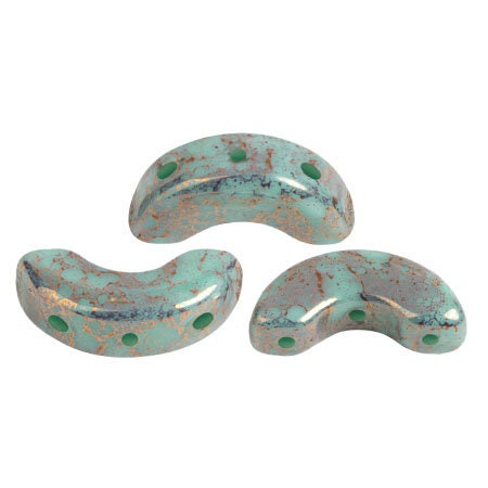 Arcos par Puca Frost Jade Bronze, 3-Hole 5X10MM Czech Glass, 58430-15496-30 Beads