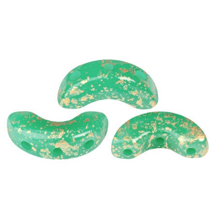 Arcos par Puca Frost Jade Splash, 3-Hole 5X10MM Czech Glass, 30 Beads