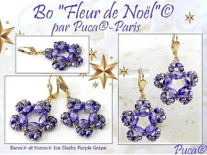 Bo Fleur de Noel Earring Pattern - DO NOT BUY- Sent free by email-Free with par Puca bead purchase, Read the description below for details