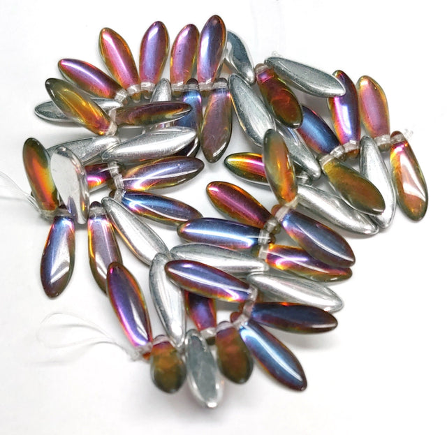 Dagger Bead Backlit Vapor, Czech Glass 5X16MM, 00030-29942-25 Beads