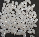 Wave Bead Chalk White Luster, 3x7mm 2 hole Czech Glass, 8 grams approx. 106 to 110 beads