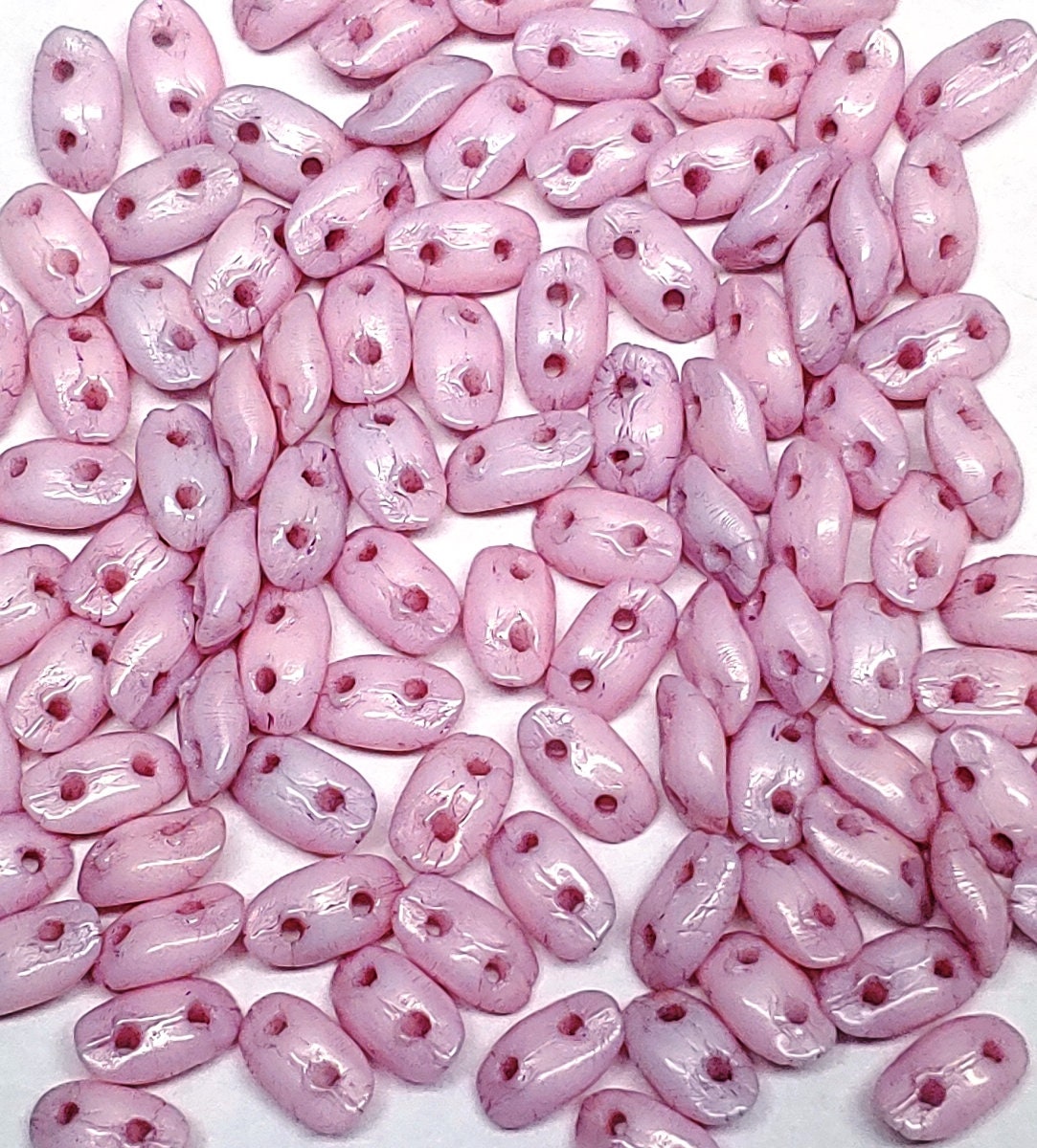 Wave Bead Chalk Lila Luster, 3x7mm 2 hole Czech Glass, 8 grams approx. 100 to 105 beads