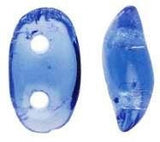 Wave Bead Sapphire, 3x7mm 2 hole Czech Glass, 8 grams approx. 106 to 110 beads