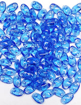 Wave Bead Sapphire, 3x7mm 2 hole Czech Glass, 8 grams approx. 106 to 110 beads