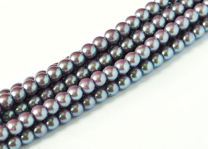 2mm, 3mm, 4mm Round Pearl Shell Plum, Czech Glass Beads Pearl Shell-50 beads