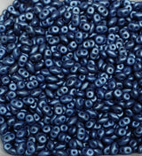 SuperDuo Metallic Suede Blue, Czech Glass 2-hole bead 2.5x5mm-79031, 10 grams