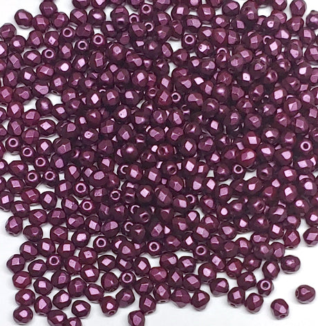 3mm Fire Polish Pastel Bordeaux, Czech glass faceted round bead, 25032-50 beads