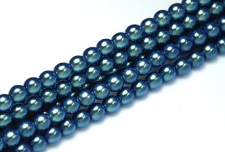 2mm, 3mm, 4mm, 6mm Pearl Shell Dusk Blue, Round Glass Beads Pearl Shell,