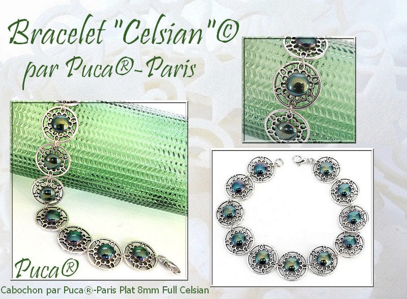 8mm Cabachon par Puca Opaque/Full and Jet Collection, 8mm x3mm Glass Cabochon, 14 colors choose a color, 40 Beads