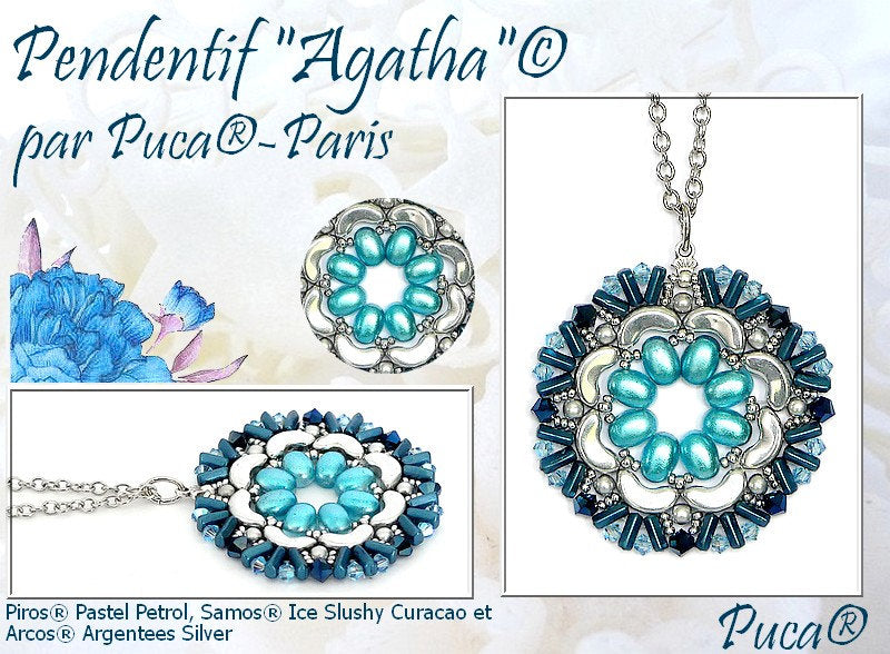 Agatha Pendant Kit-par Puca, Pattern included by email with Kit Purchase, see description for details