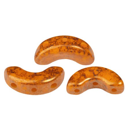 Arcos® par Puca® Frost Tangerine Bronze, 3-Hole 5X10mm Czech Glass, 98412-15496-30 Beads