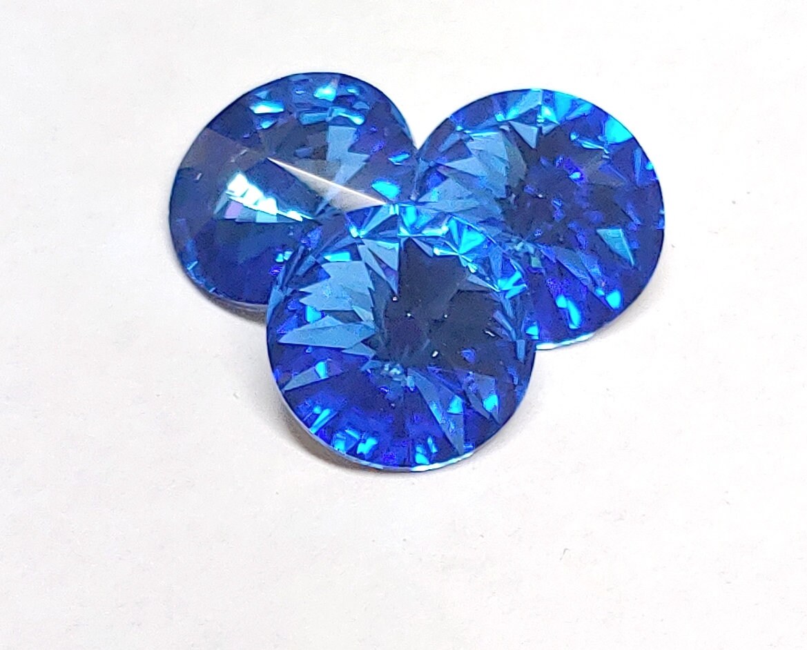 Preciosa Maxima 12mm Sapphire Rivoli, 2 pieces