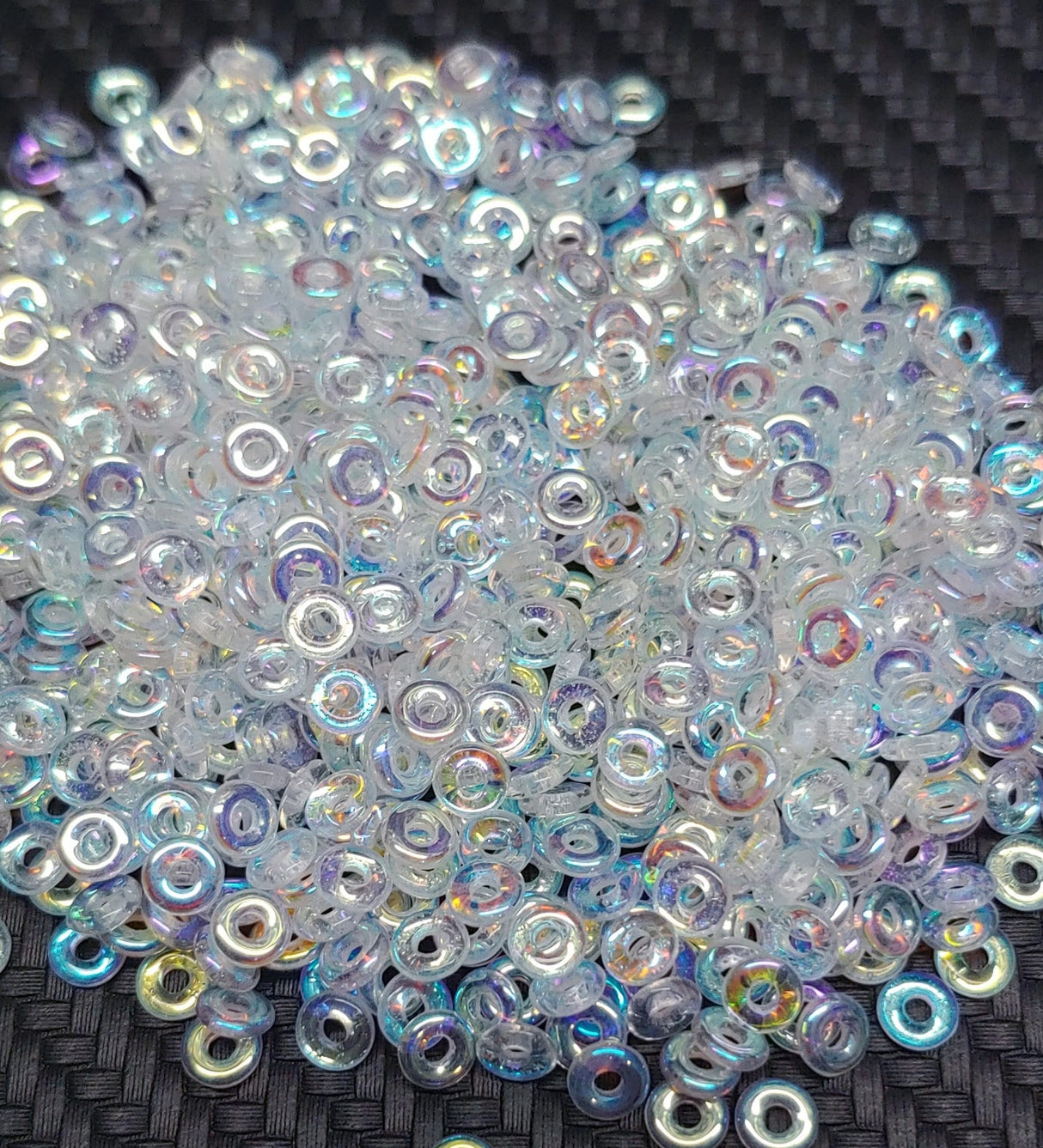 O Bead Crystal AB, 1X4MM Czech Glass 28701, 5 Grams