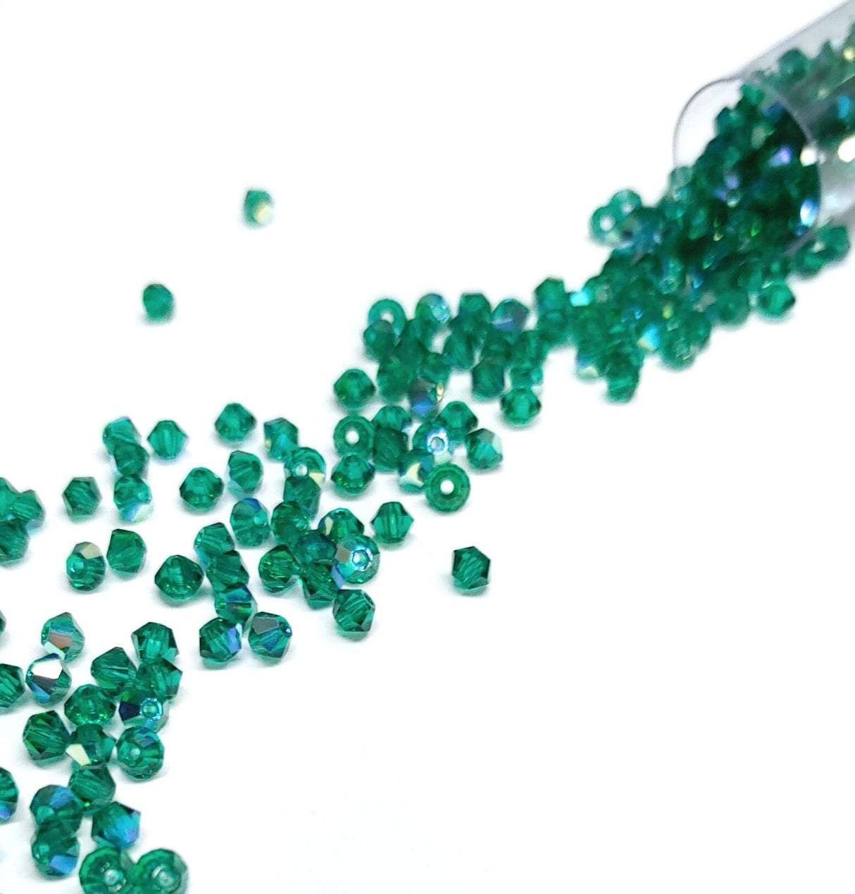 Preciosa 3mm Emerald AB, Crystal Bicone - 36 Crystals