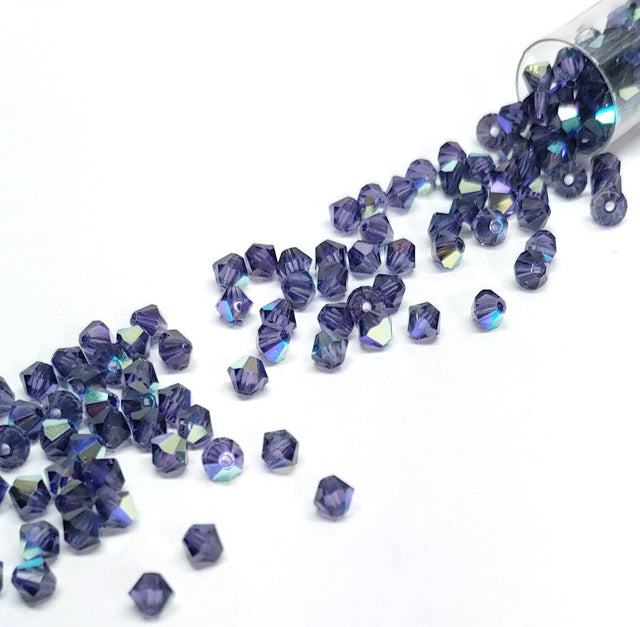 Preciosa 4mm Deep Tanzanite AB, Crystal Bicone - 36 pieces