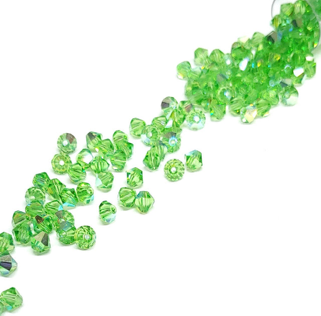 Preciosa 4mm Peridot AB, Crystal Bicone - 36 pieces