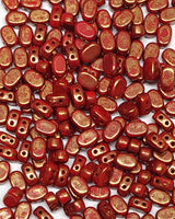 Lipsi par Puca Beads, Opaque Coral Red Bronze, Czech Glass 7X4MM, 93200-15496, 40 Beads