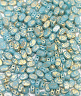 Lipsi par Puca Beads, Opaque Aqua Splash, Czech GLass 7X4MM, 63020-94401-40 Beads