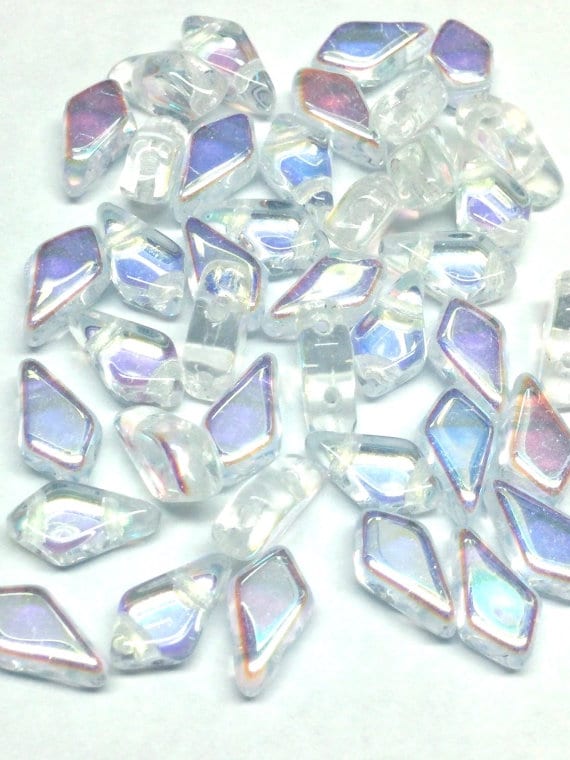 Kite Bead Crystal AB, 2-Hole Czech Glass 9x5mm, 00030-28701-30 Beads