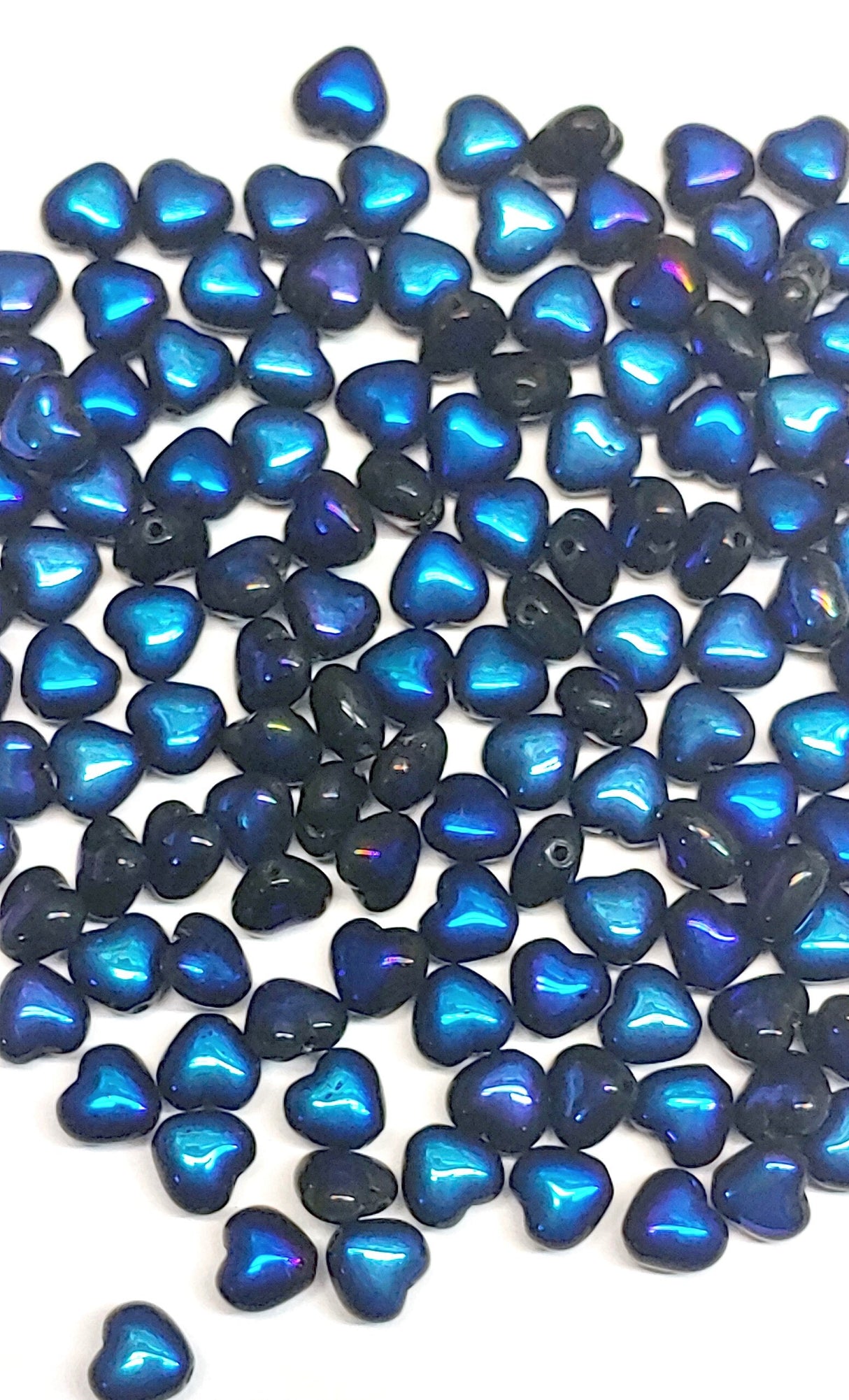 Heart Bead Jet Full Azuro, Pressed Czech Glass, 6mm 23980-22203-20 beads