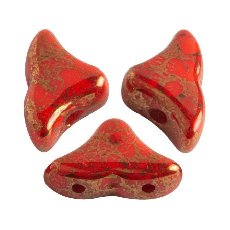 Helios par Puca® Opaque Lt. Coral Red Bronze, 2-Hole Czech Glass, 93400-15496-30 Beads