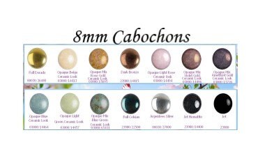 8mm Cabachon par Puca Opaque/Full and Jet Collection, 8mm x3mm Glass Cabochon, 14 colors choose a color, 40 Beads