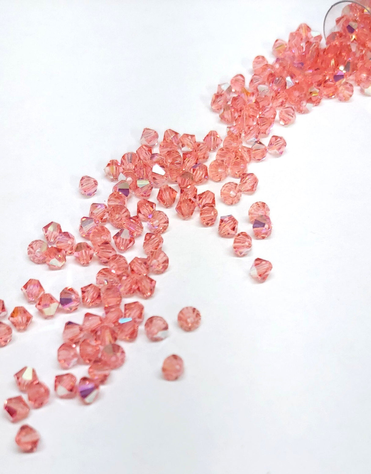 Preciosa 4mm Rose Peach AB, Crystal Bicone - 36 pieces