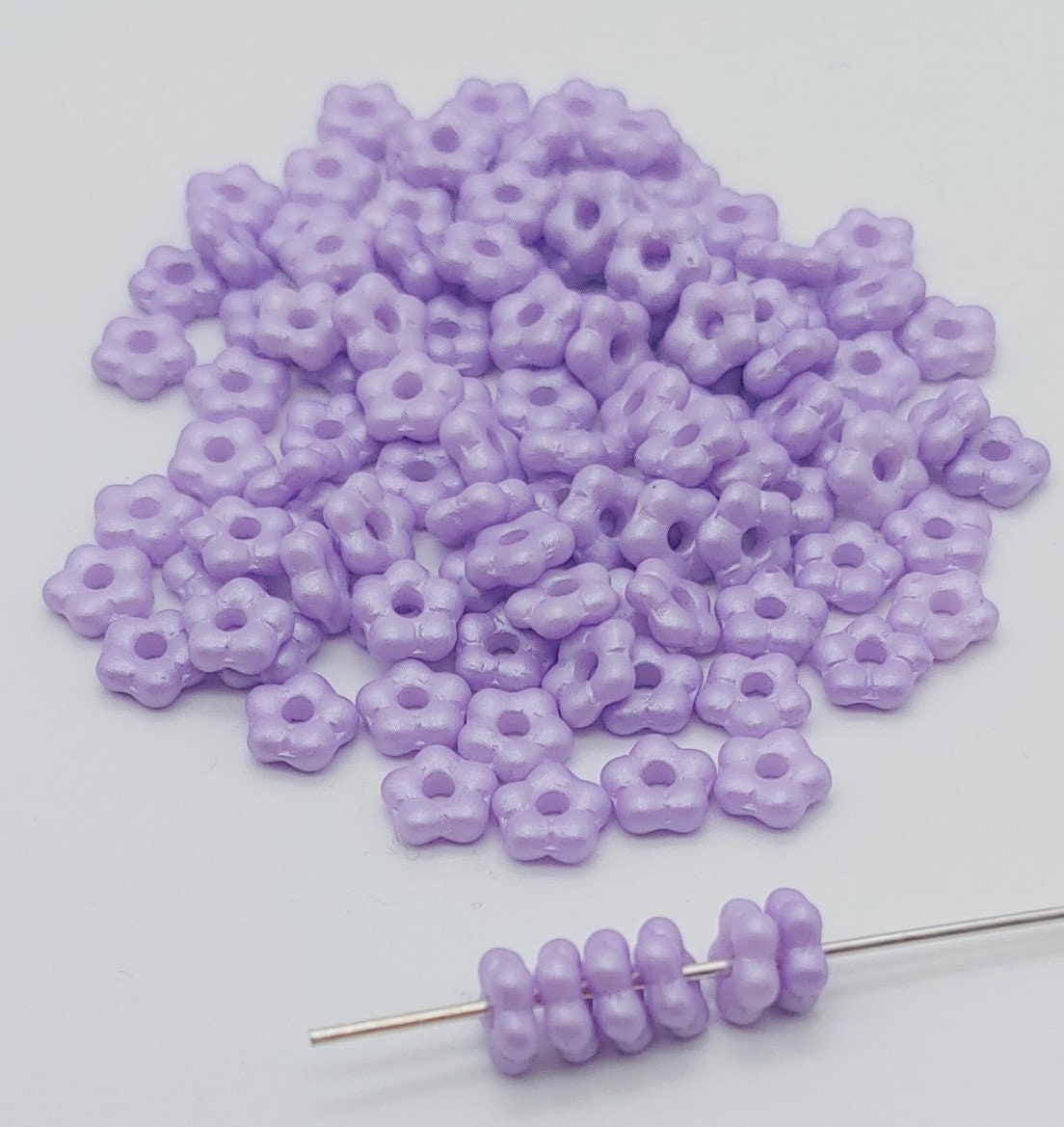 Forget-Me-Not 5mm Pastel Purple, Spacer Bead, Czech Pressed Glass, 29308-50 beads