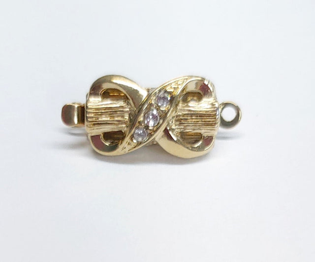 Clasp 1-Strand, Bow w/Crystal Gold Plated Clasp, 17 x 8 MM Quantity 1