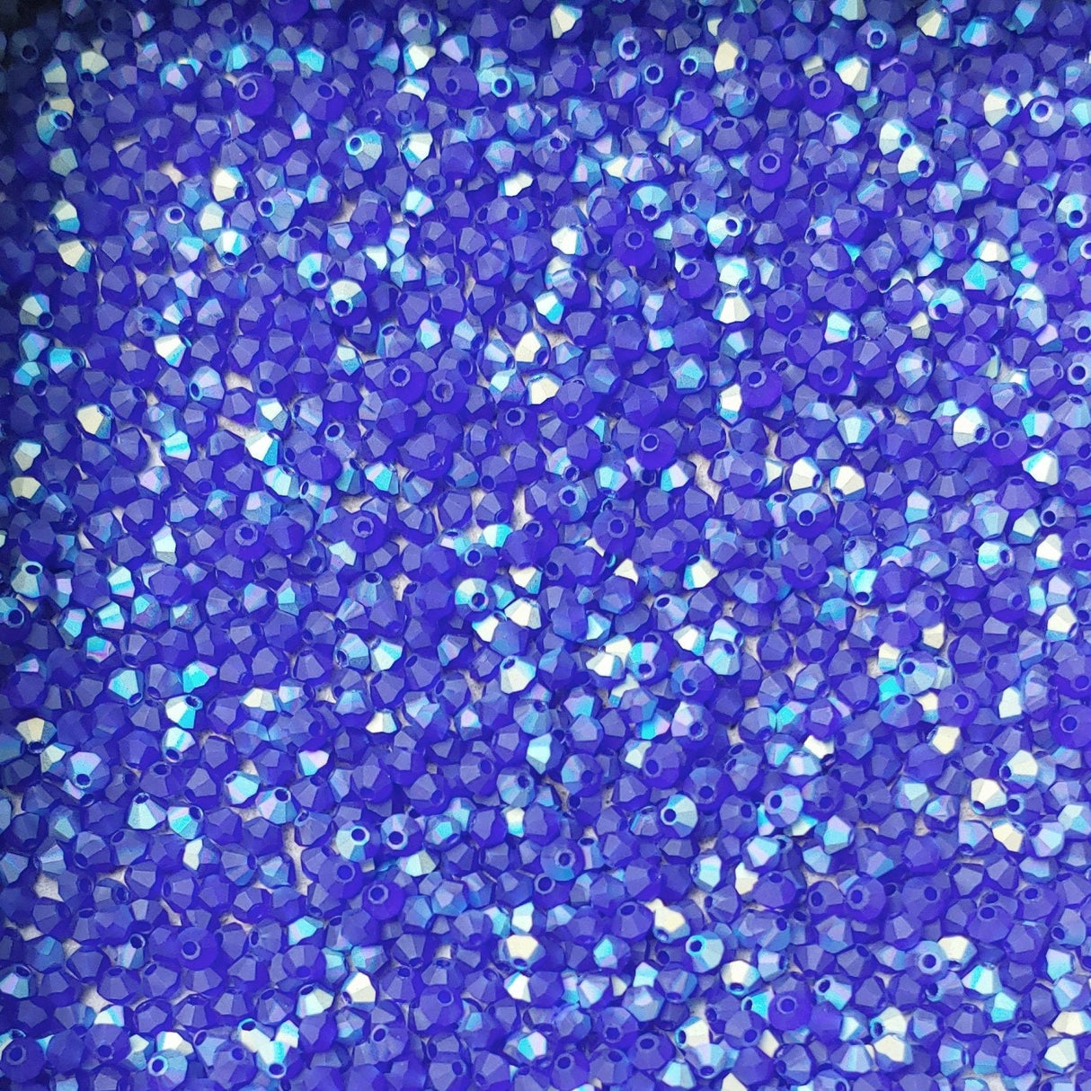 Preciosa 3mm, 4mm Crystal Bicone, Cobalt Blue AB Matte