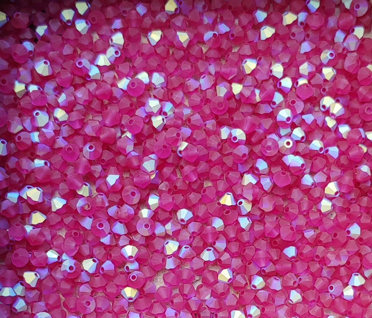 Preciosa 4mm Fuchsia AB Matte, Crystal Bicone - 36 pieces