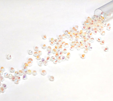 Preciosa 4mm White Opal AB 2X, Crystal Bicone - 36 pieces