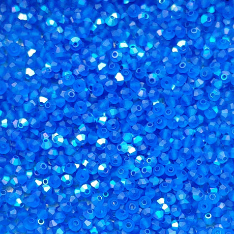 Preciosa 3mm, Capri Blue AB Matte, Crystal Bicone - 36 pieces