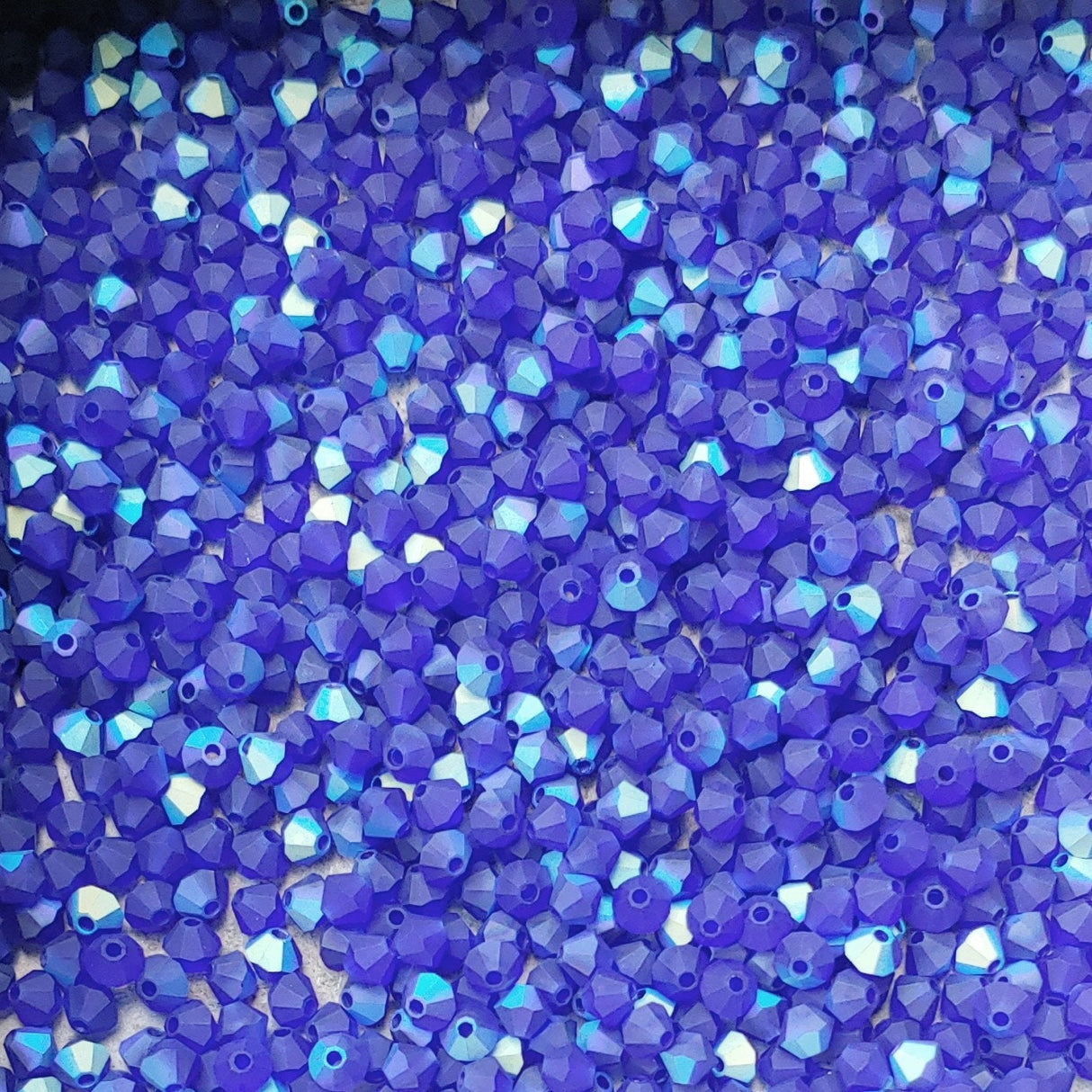 Preciosa 3mm, 4mm Crystal Bicone, Cobalt Blue AB Matte