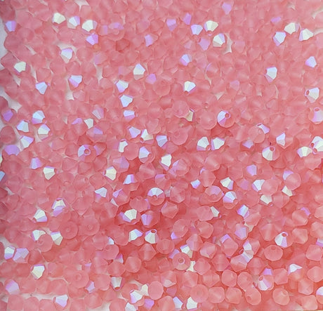 Preciosa 3mm, 4mm Crystal Bicone, Rose Peach AB Matte