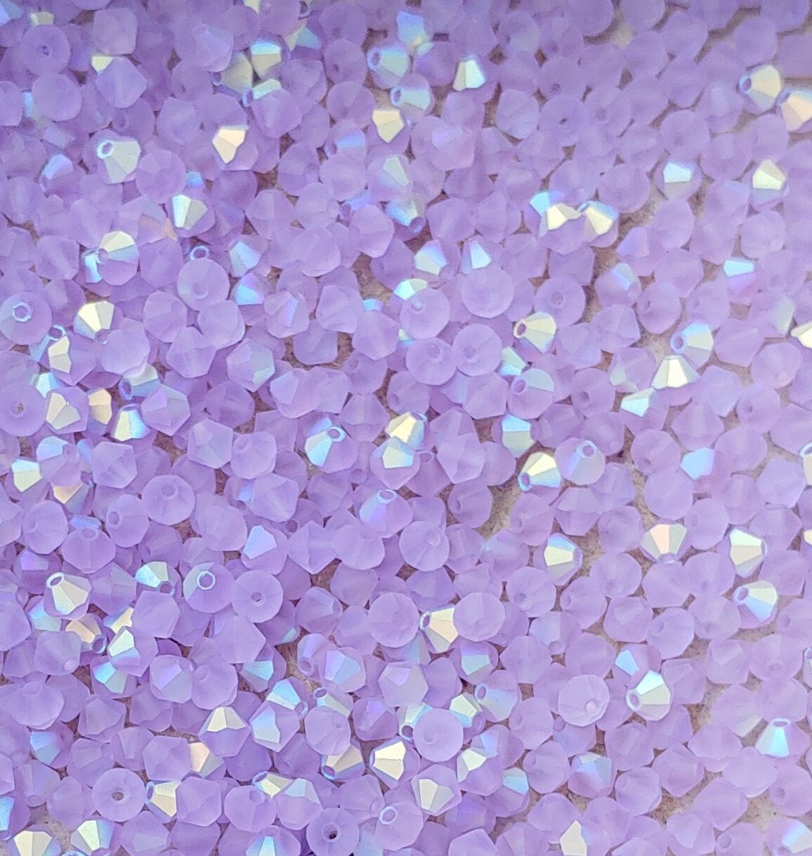 Preciosa 3mm, 4mm Crystal Bicone, Violet AB Matte