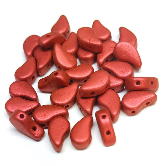 Paisley Duo Chalk Lava Red, 2-Hole Czech Glass 8x5mm, 03000-01890-30 Beads