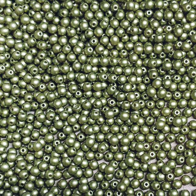 3mm Round Pastel Lime, Czech Glass, 02010-25021-50 beads