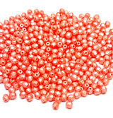 3mm Fire Polish Pastel Lt Coral, Czech glass faceted round bead-25007