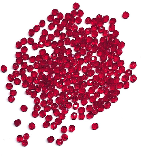 4mm Fire Polish Siam, Czech glass faceted round bead, 90080-50 beads