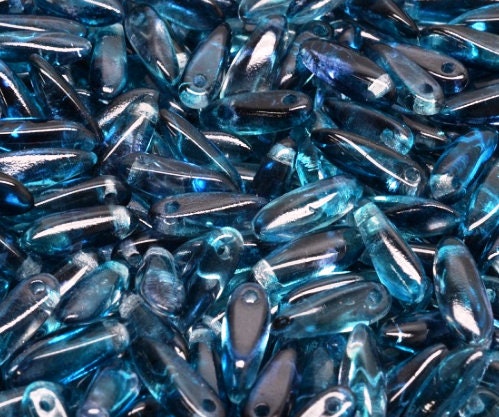 Dagger Bead Crystal Aqua Blue, Czech Glass 3X11MM, 00030-48603