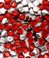 Ginko Beads Backlit Ruby, 2-Hole Czech Glass 7.5x7.5mm, 8790080-27002-30 beads