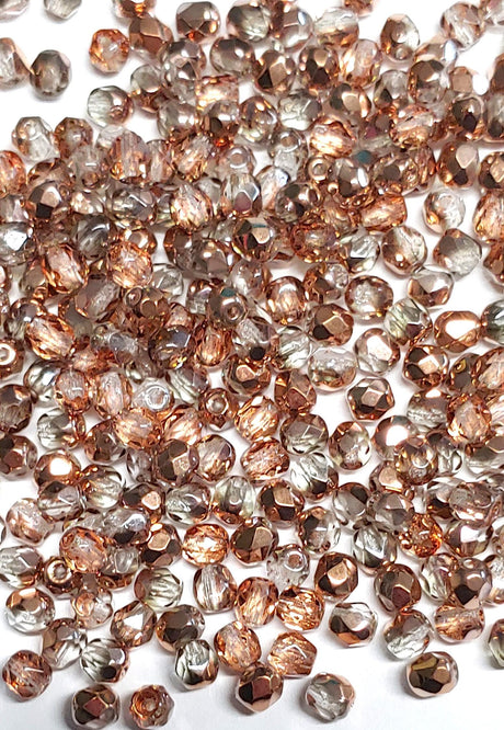 4mm Fire Polish Crystal Capri Gold, Czech glass faceted round, 00030-27101-50 beads