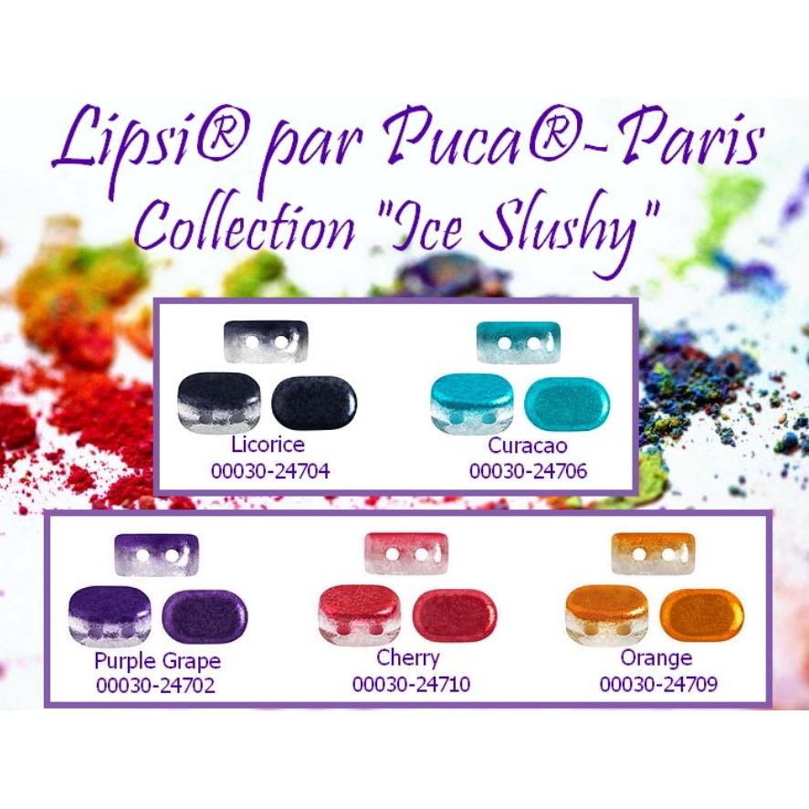 Lipsi par Puca Paris, Ice Slushy Collection, Czech Glass 7x4MM, 36 Beads