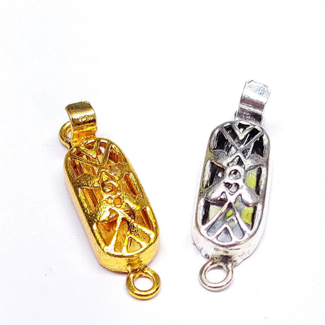 Filigree Rectangle Box Clasp, 1 Strand 18K Gold Plate or Silver Plate, 28MM With Strand Rings, 9MM Wide, 5MM Thick, Qty 1