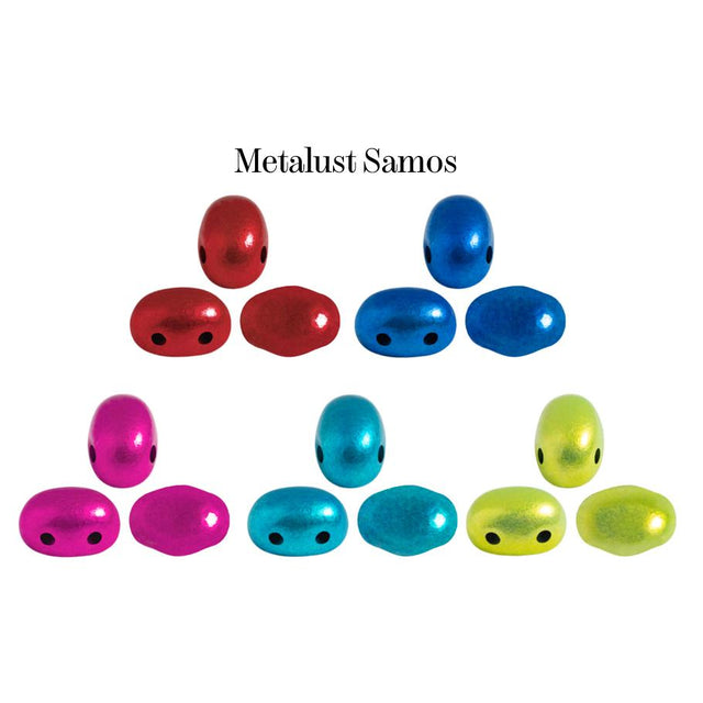 Samos® par Puca® Metalust, 2 Hole 5x7mm Czech Glass, 30 beads-5 Color Choices