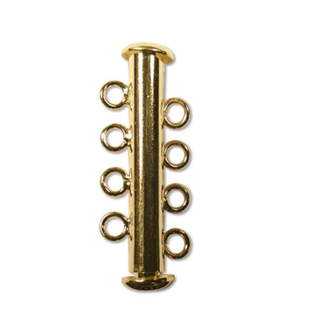 4 Strand Loop Slide Clasp, Nickel-Free Gold Plated CLSP21GP, Qty 2