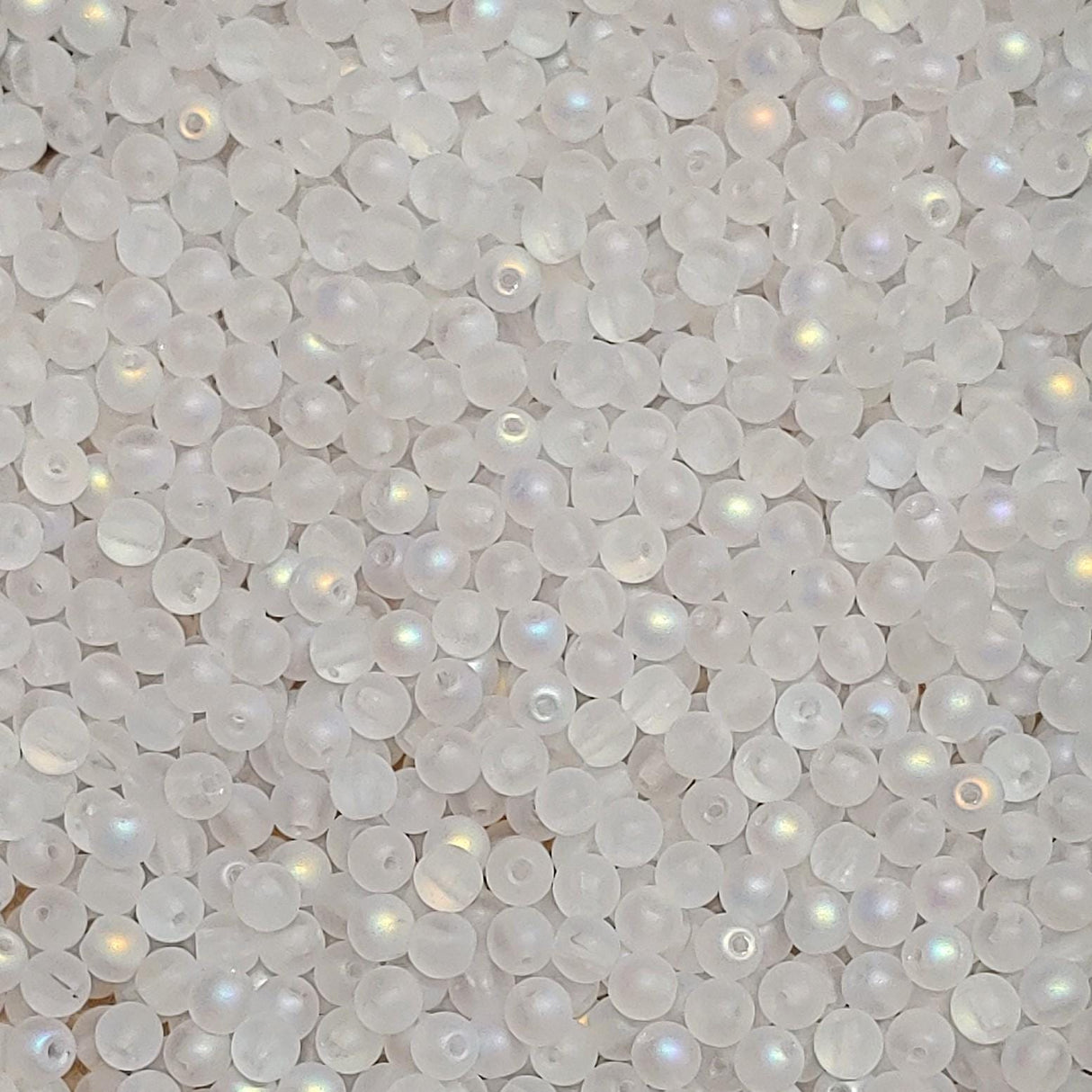 4mm Round Crystal AB Matted, Czech Glass Beads, 00030-28771-50 beads