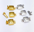 Hammered Square Box Clasp, 2-Strand Silver Plated or Gold Plated, 20MM With Strand Rings, 13MM Wide, 6MM Thick, Qty 1