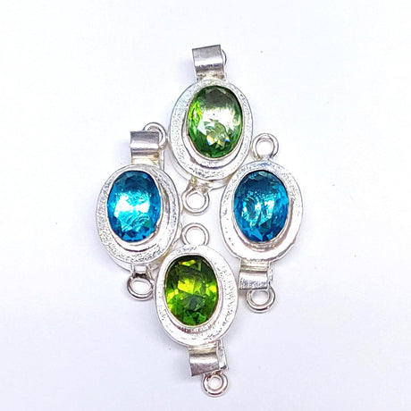 Gem Stone Box Clasp, 1-Strand Silver Plated, 23mmx11mmx10mm, Qty 1